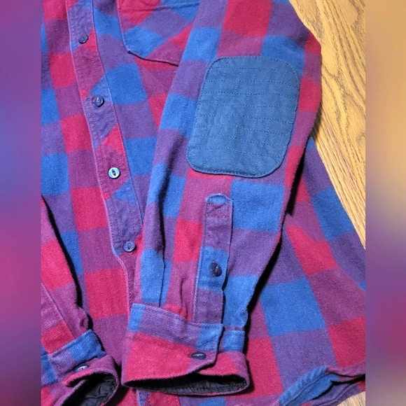 Tony Hawk Shacket Mens Red & Blue Plaid Quilted Button Hooded Jacket Size S/P - Picture 2 of 11